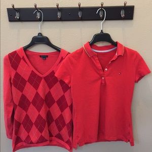 📍📌Red Tommy Hilfiger Polo/Sweater Set